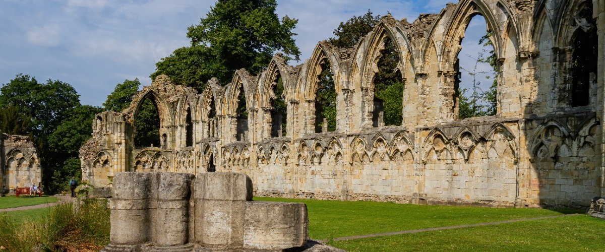 View of St Marys Abbey - ruins of an old cathedral